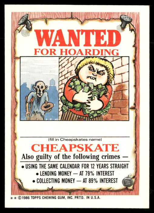 1986 Topps Garbage Pail Kids Series 3 #120b Jelly Kelly