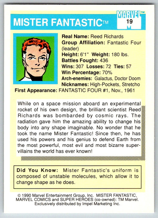1990 Impel Marvel Universe I #19 Mister Fantastic