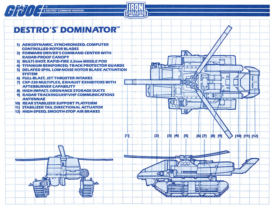 GI Joe 1990 Destro's Dominator Parts