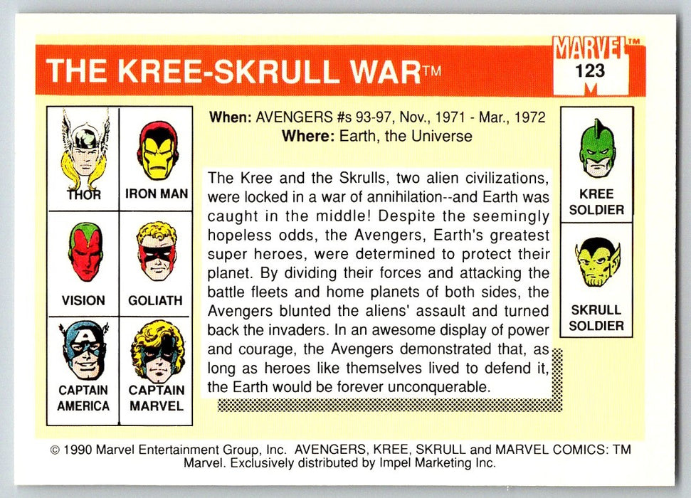 1990 Impel Marvel Universe I #123 First Kree/Skrull War