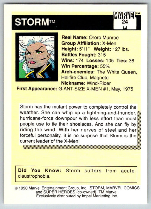 1990 Impel Marvel Universe I #24 Storm