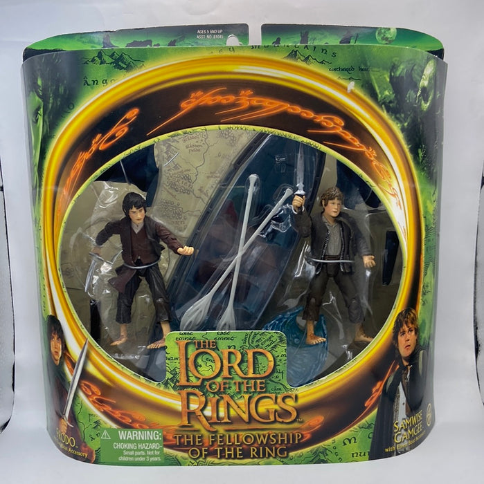 Toy Biz LOTR The Fellowship of the Ring Frodo and Samwise Gamgee with Elven Boat