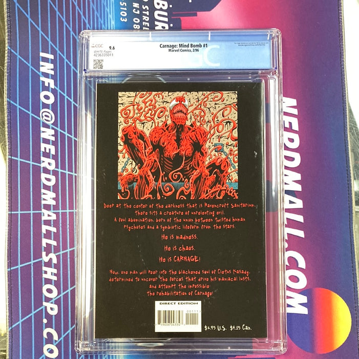 Carnage Mind Bomb #1 Red Foil Cover 2/96 CGC Graded 9.6