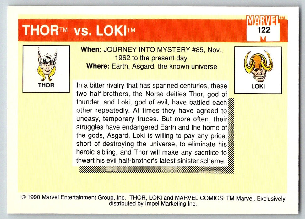 1990 Impel Marvel Universe I #122 Thor vs. Loki