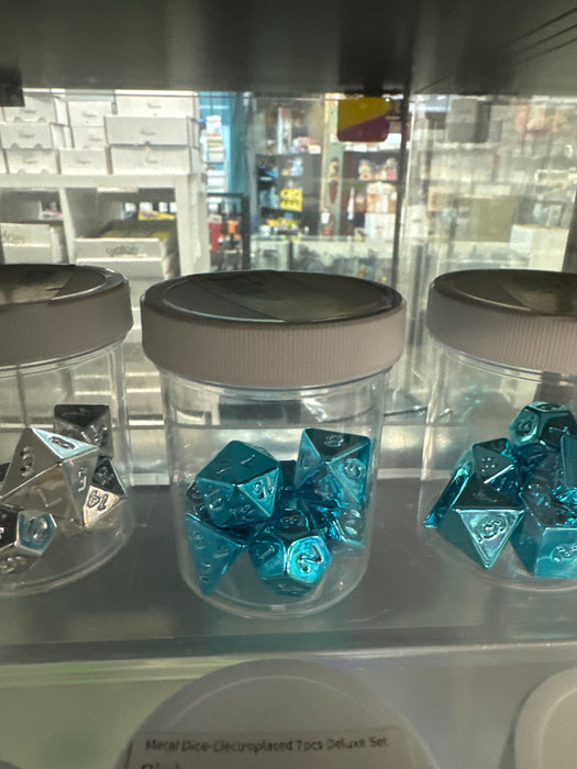 Metal Dice Electroplated 7pc set Blue