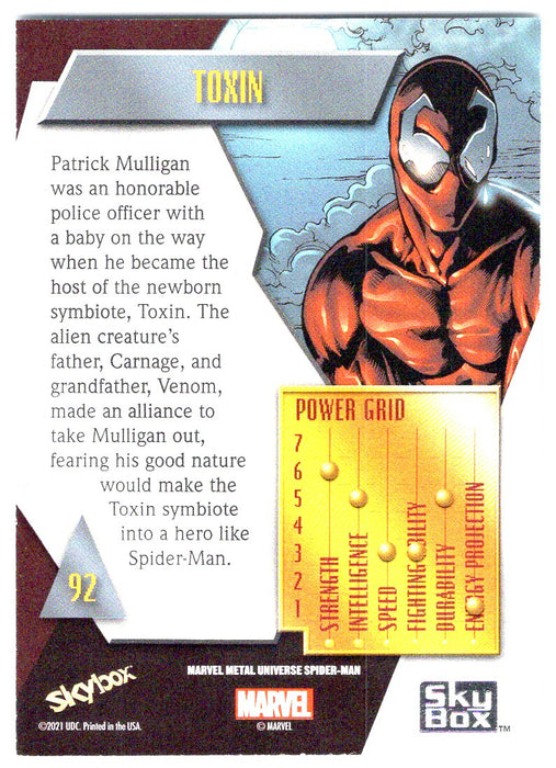 2022 SkyBox Marvel Metal Universe Spider-Man #92 Toxin