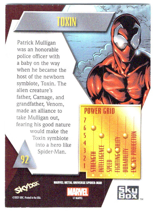 2022 SkyBox Marvel Metal Universe Spider-Man #92 Toxin