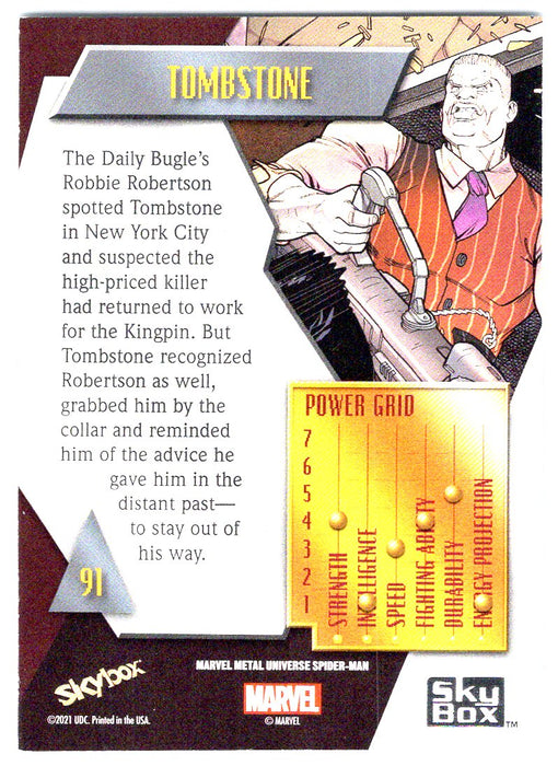 2022 SkyBox Marvel Metal Universe Spider-Man #91 Tombstone