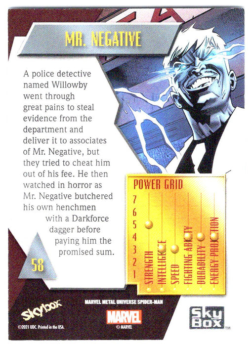 2022 SkyBox Marvel Metal Universe Spider-Man #58 Mr. Negative