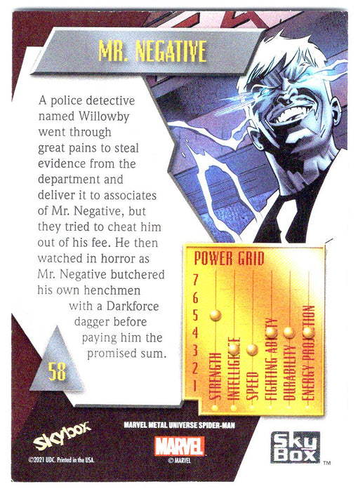 2022 SkyBox Marvel Metal Universe Spider-Man #58 Mr. Negative