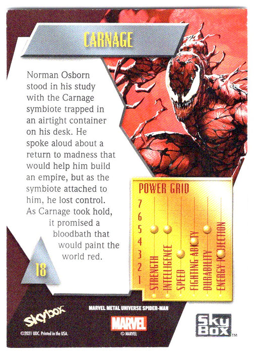 2022 SkyBox Marvel Metal Universe Spider-Man #18 Carnage