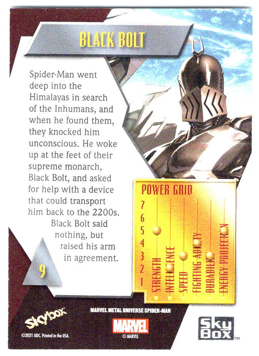2022 SkyBox Marvel Metal Universe Spider-Man #9 Black Bolt