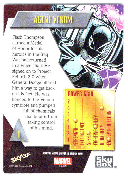 2022 SkyBox Marvel Metal Universe Spider-Man #1 Agent Venom
