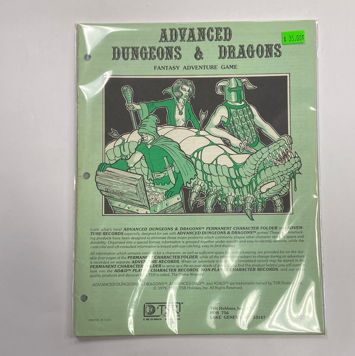 Advanced Dungeons & Dragons Permanent Character Folder and Adventure Records