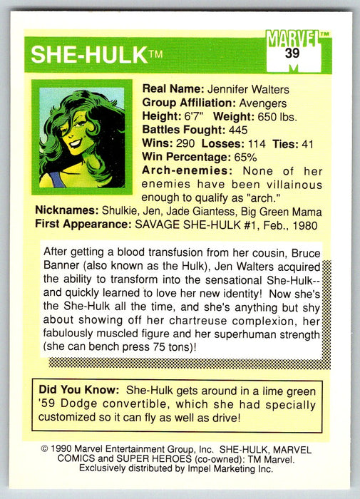 1990 Impel Marvel Universe I #39 She-Hulk