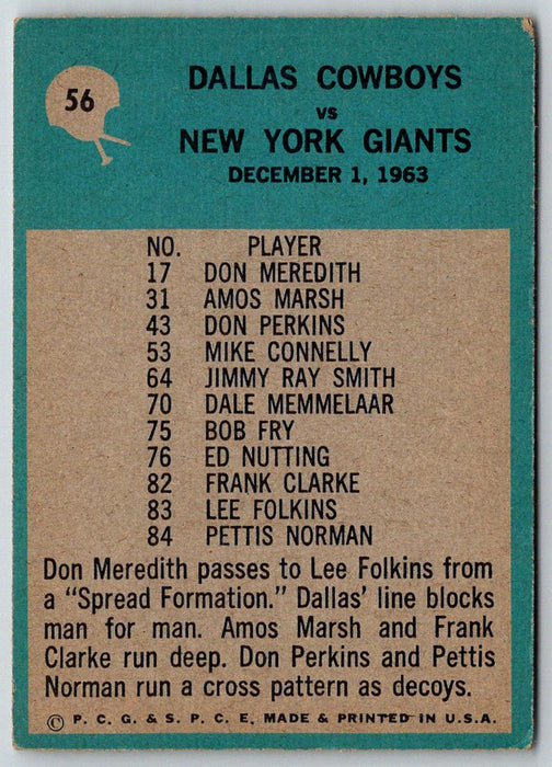 1964 Philadelphia #56 Cowboys Play of the Year - Tom Landry