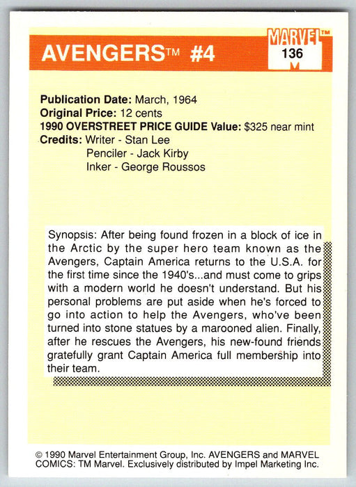 1990 Impel Marvel Universe I #136 Avengers #4