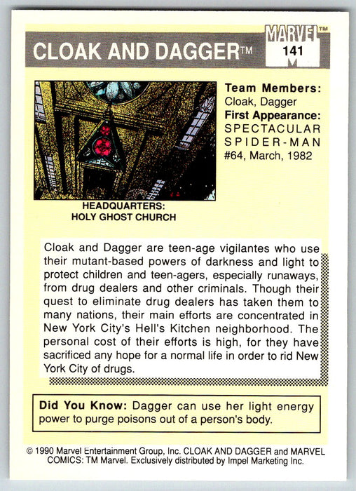 1990 Impel Marvel Universe I #141 Cloak and Dagger