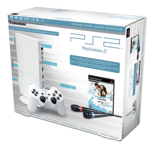 White PlayStation 2 Slim Singstar Pop Bundle
