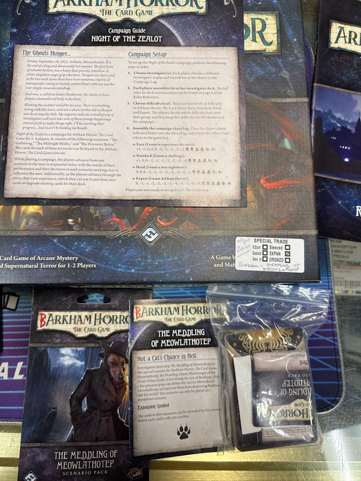 Arkham Horror LCG w/ Night of the Zealot & Barkham Meddling of Meowlathotep