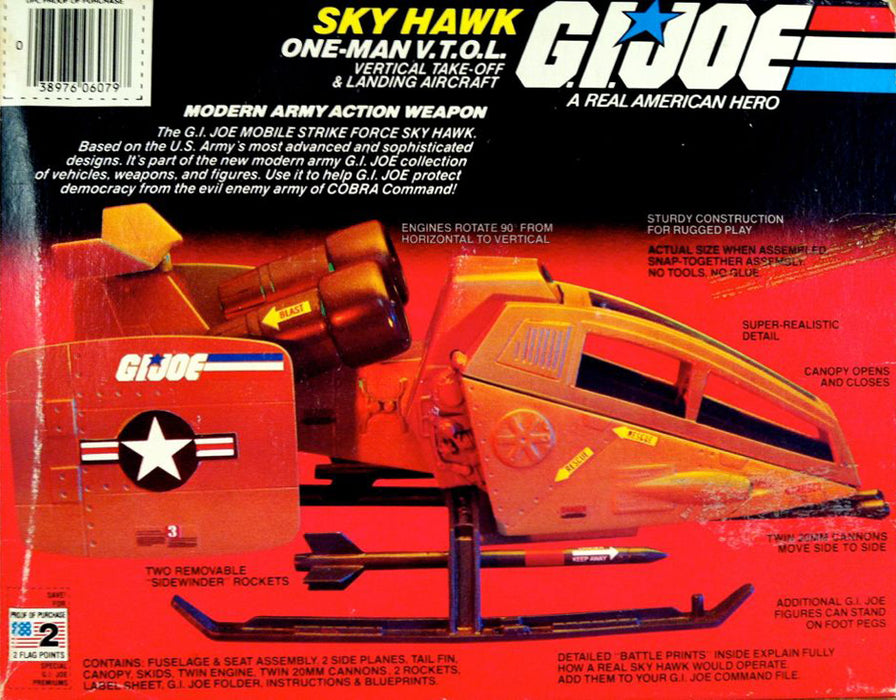 GI Joe 1984 Sky Hawk Parts