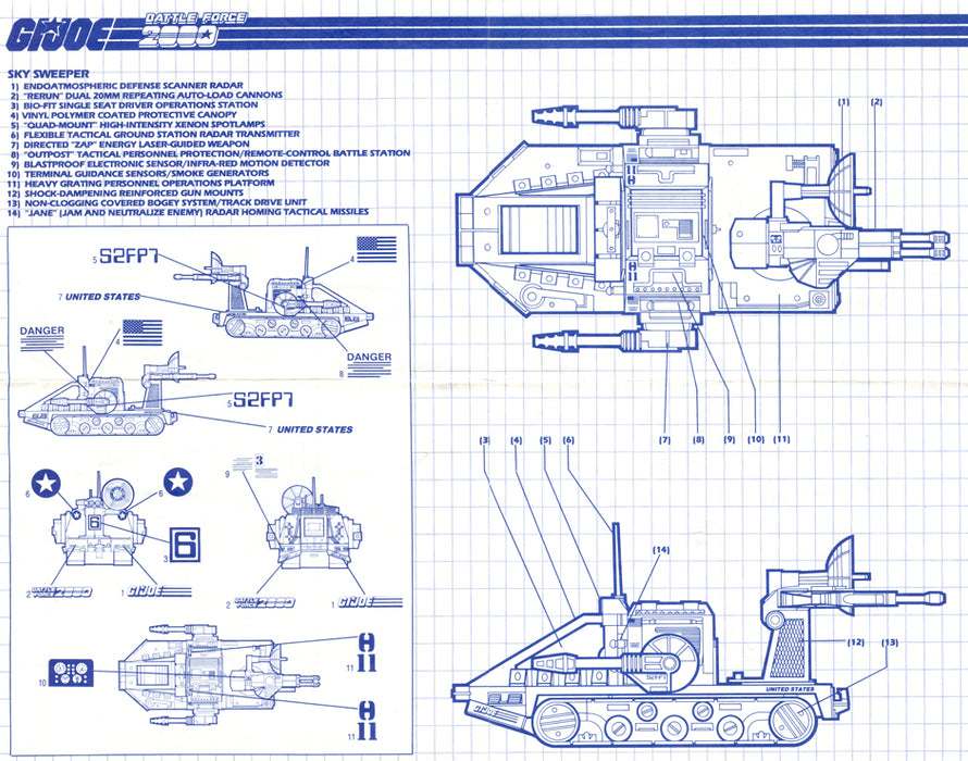 GI Joe 1987 Sky Sweeper: Anti-Aircraft Tank (Battle Force 2000) Parts