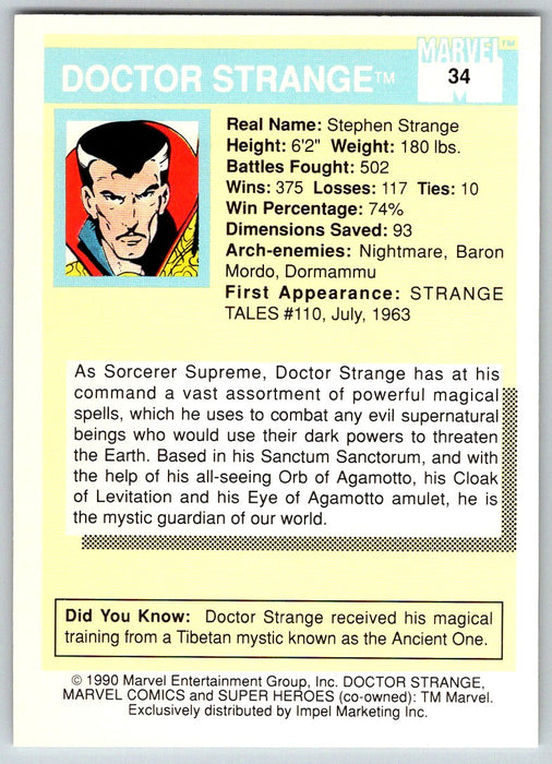 1990 Impel Marvel Universe I #34 Doctor Strange