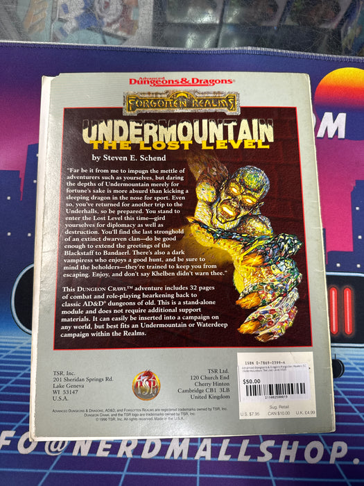 Advanced Dungeons & Dragons Forgotten Realms SC Undermountain The Lost Level 9519