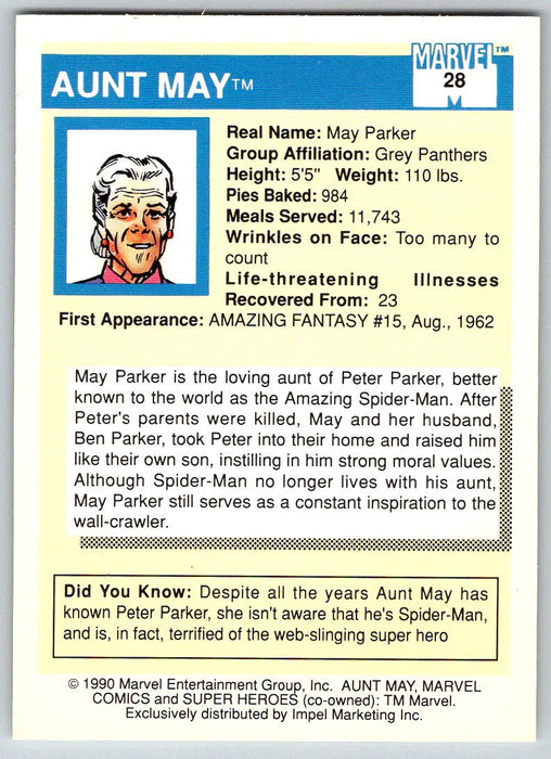 1990 Impel Marvel Universe I #28 Aunt May