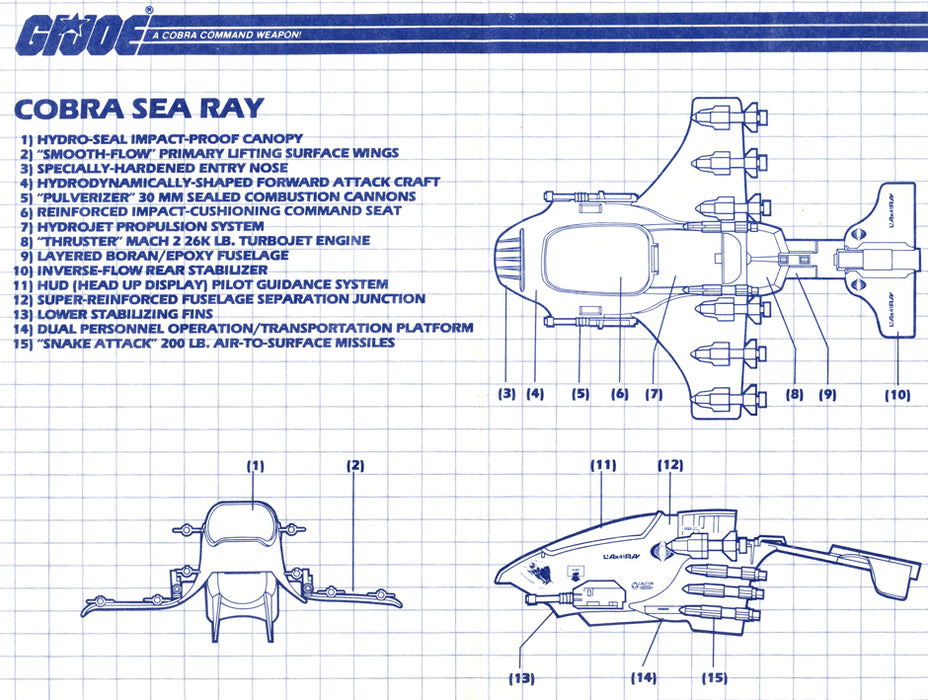 GI Joe 1987 Cobra Sea Ray Parts