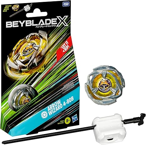 BEYBLADE X Arrow Wizard 4-80B Starter Pack Set with Stamina Type Right-Spinning Top and Launcher