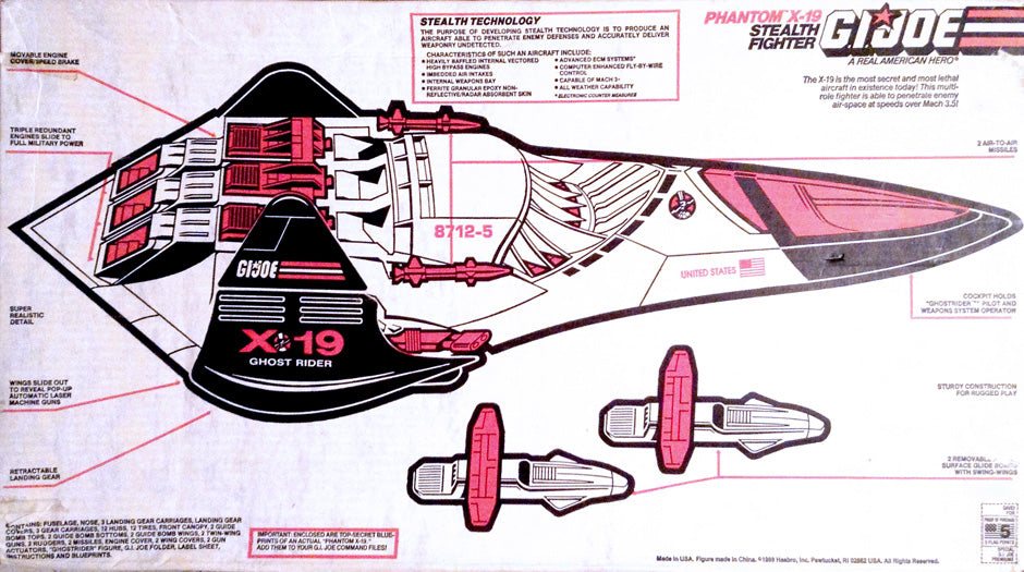 GI Joe 1988 Phantom X-19 Stealth Fighter Parts