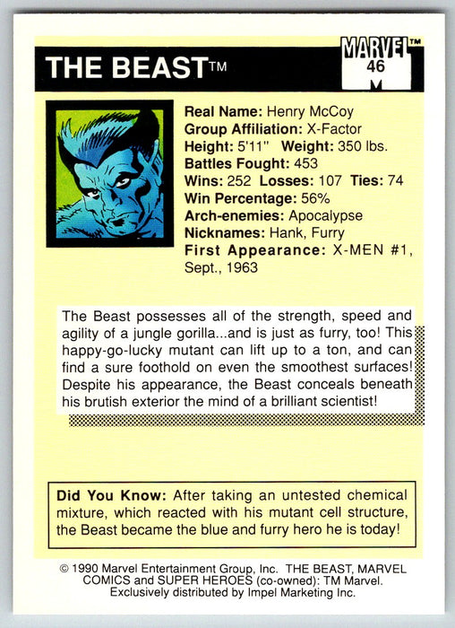 1990 Impel Marvel Universe I #46 Beast