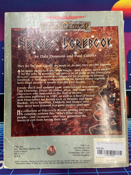 AD&D Forgotten Realms Heroes' Lorebook SC ©1996 (Wear)