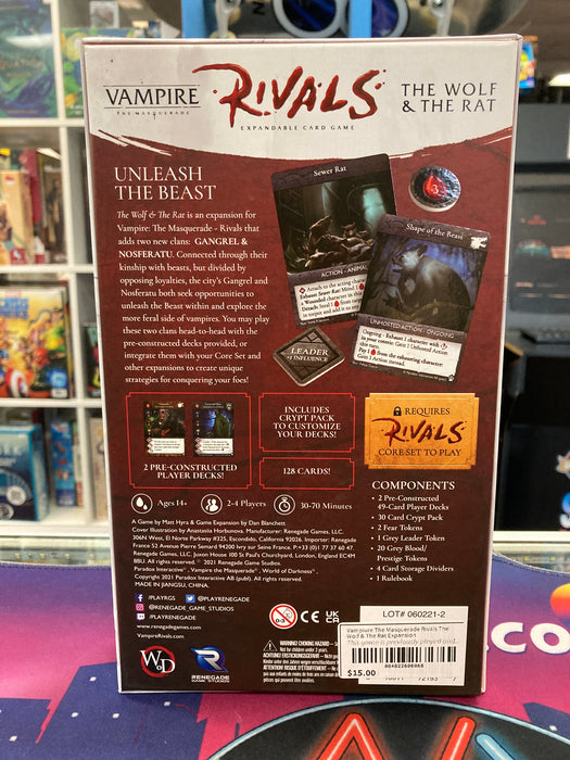 Vampiure The Masquerade Rivals The Wolf & The Rat Expansion