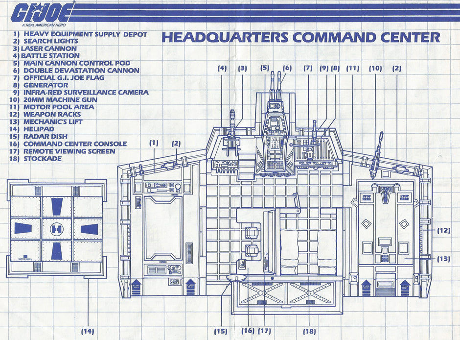 GI Joe 1983 Headquarters Command Center Parts