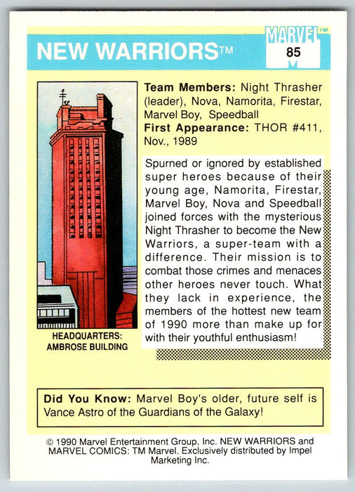 1990 Impel Marvel Universe I #85 New Warriors