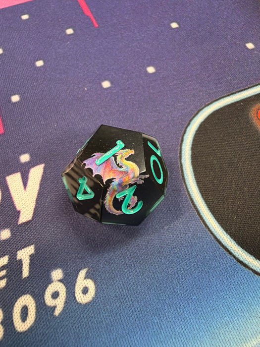 Dragon Art Resin Sharp Edged Dark Blk/Grey with Teal
