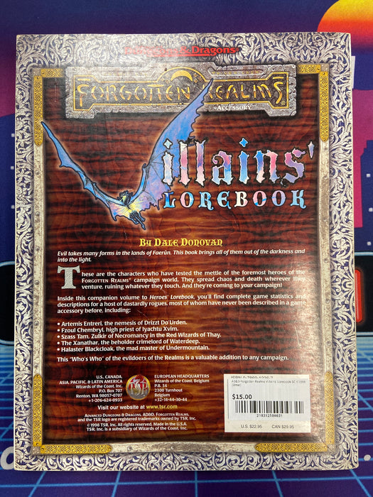AD&D Forgotten Realms Villains' Lorebook SC ©1998 (Wear)