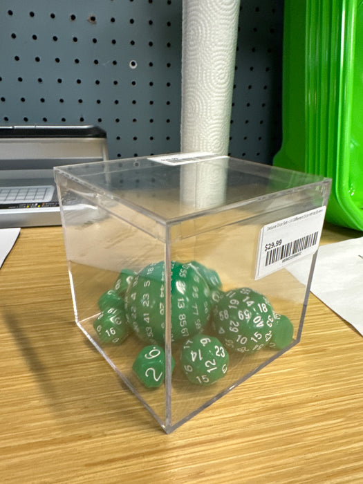 Deluxe Dice Set - 14 Different Dice White/Green