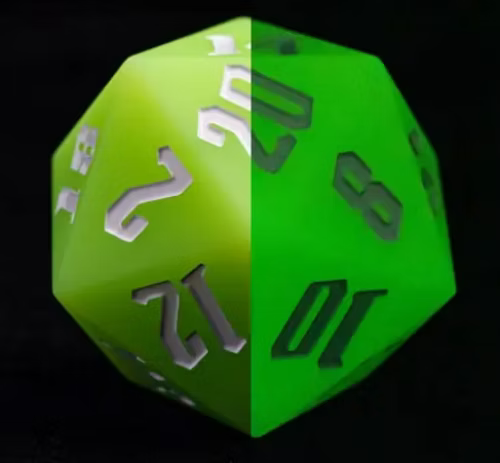 55mm Green Glow in the Dark Silicone D20