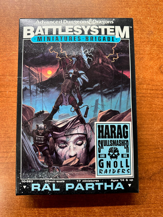 Adv D&D Battle system RPG miniature Harag Skullsmasher and his Gnoll Raiders
