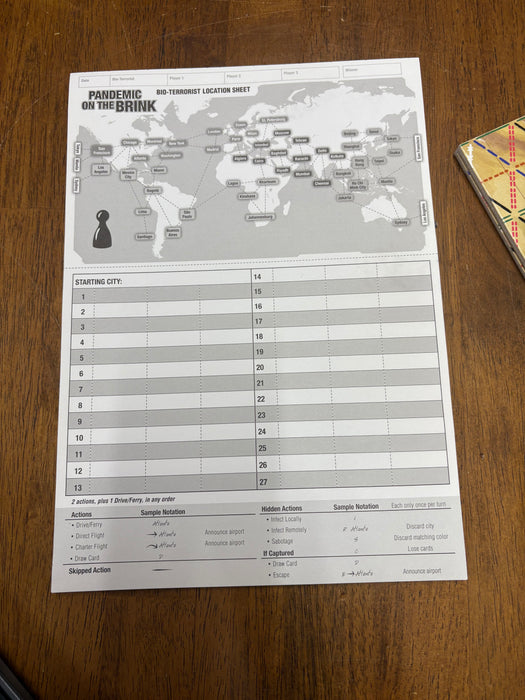 Pandemic on the Brink Boardgame Parts