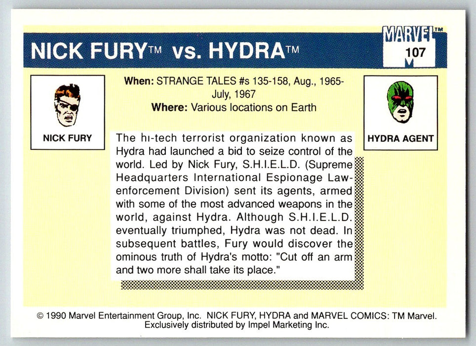 1990 Impel Marvel Universe I #107 Nick Fury vs. Hydra