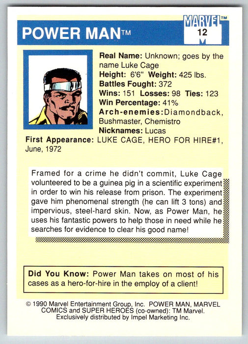 1990 Impel Marvel Universe I #12 Power Man