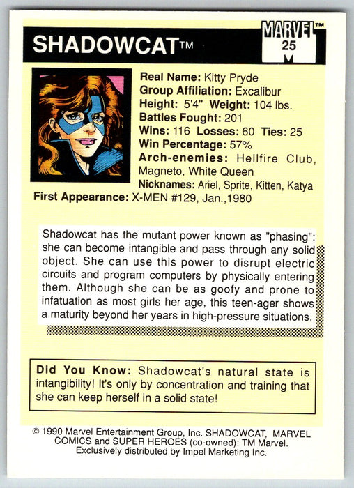 1990 Impel Marvel Universe I #25 Shadowcat