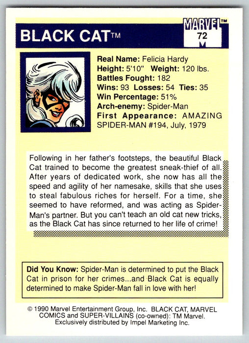 1990 Impel Marvel Universe I #72 Black Cat