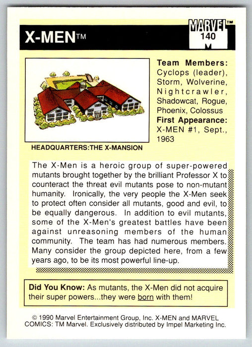 1990 Impel Marvel Universe I #140 X-Men