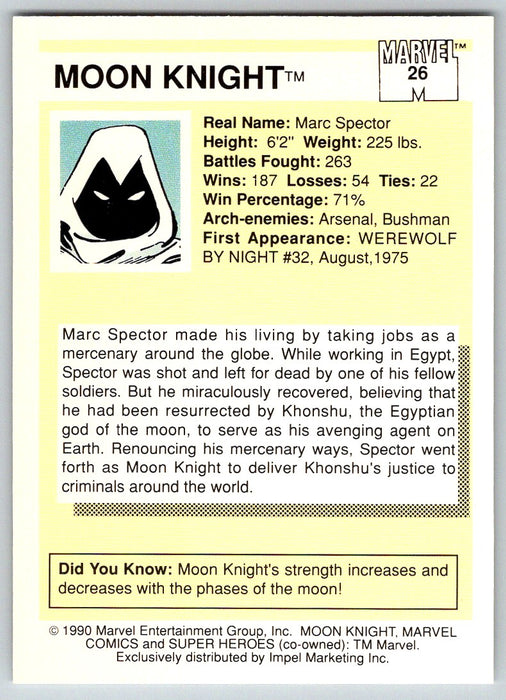 1990 Impel Marvel Universe I #26 Moon Knight