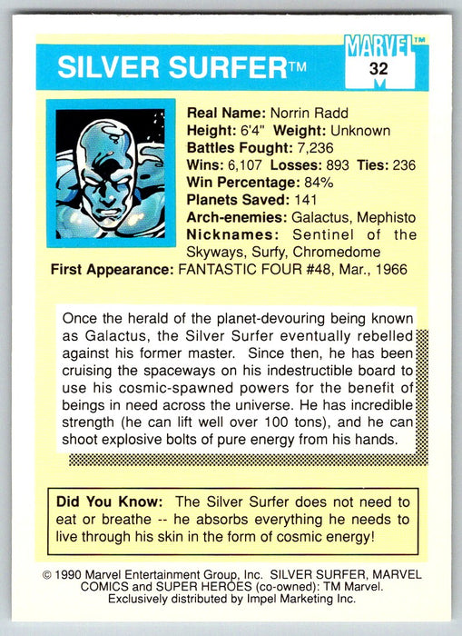 1990 Impel Marvel Universe I #32 Silver Surfer